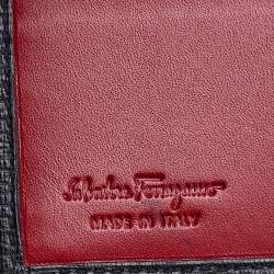 Pre Owned Salvatore Ferragamo Black Textured Leather Logo Bifold Wallet
