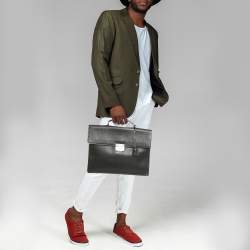 Pre Owned Salvatore Ferragamo Choco Brown Leather Briefcase