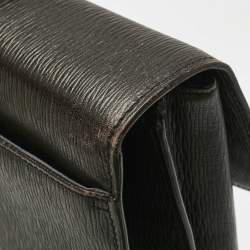 Pre Owned Salvatore Ferragamo Choco Brown Leather Briefcase