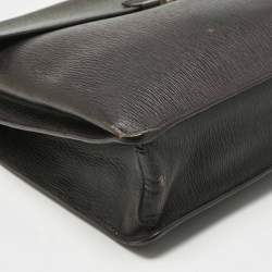 Pre Owned Salvatore Ferragamo Choco Brown Leather Briefcase