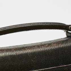 Pre Owned Salvatore Ferragamo Choco Brown Leather Briefcase