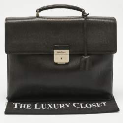 Pre Owned Salvatore Ferragamo Choco Brown Leather Briefcase