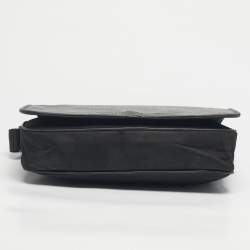 Pre Owned Salvatore Ferragamo Black Leather and Nylon Flap Messenger Bag