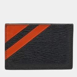 مملوكة مسبقًا محفظة بطاقات سالفاتوري فيراغامو جلد بني داكن/برتقالي