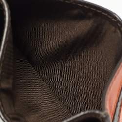 Pre Owned محفظة بطاقات سالفاتوري فيراغامو جلد بني داكن/برتقالي