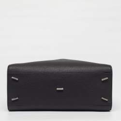 Pre Owned Salvatore Ferragamo Hug Black Leather Tote