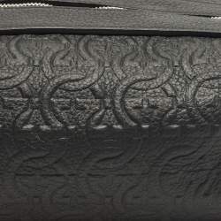 Pre Owned Salvatore Ferragamo Black Gancini Embossed Leather Toiletry Bag