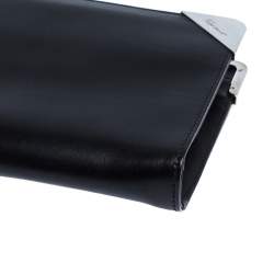 Pre Owned Salvatore Ferragamo Black Leather Wristlet Clutch