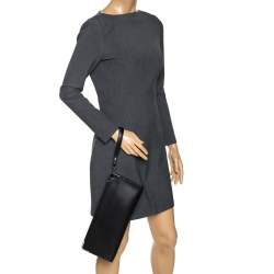 Pre Owned Salvatore Ferragamo Black Leather Wristlet Clutch