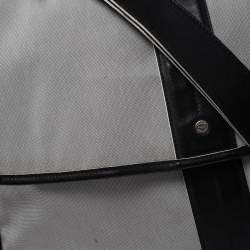 مملوكة مسبقًا حقيبة ماسنجر سالفاتوري فيراغامو قلاب جلد و كانفاس أسود و رصاصي 