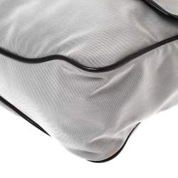 مملوكة مسبقًا حقيبة ماسنجر سالفاتوري فيراغامو قلاب جلد و كانفاس أسود و رصاصي 