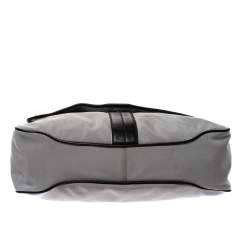 مملوكة مسبقًا حقيبة ماسنجر سالفاتوري فيراغامو قلاب جلد و كانفاس أسود و رصاصي 