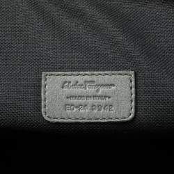 Salvatore Ferragamo Grey Gancini Embossed Leather Laptop Bag