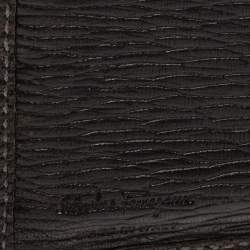 Pre Owned Salvatore Ferragamo Black Textured Leather Bifold Wallet