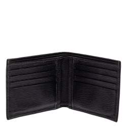 Pre Owned Salvatore Ferragamo Black Textured Leather Bifold Wallet