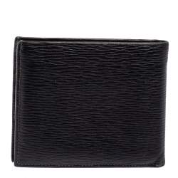 Pre Owned Salvatore Ferragamo Black Textured Leather Bifold Wallet