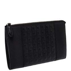 Pre Owned Salvatore Ferragamo Black Leather Firenze Gamma Document Holder