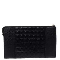 Pre Owned Salvatore Ferragamo Black Leather Firenze Gamma Document Holder