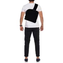 Salvatore Ferragamo Black Wool And Leather  Backpack