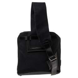 Salvatore Ferragamo Black Wool And Leather  Backpack