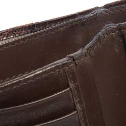 Pre Owned Salvatore Ferragamo Brown Lizard Embossed Leather Bifold Wallet