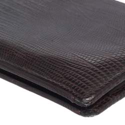 Pre Owned Salvatore Ferragamo Brown Lizard Embossed Leather Bifold Wallet