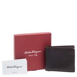 Pre Owned Salvatore Ferragamo Brown Lizard Embossed Leather Bifold Wallet