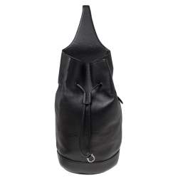 Salvatore Ferragamo Black Grained Leather Tornabuoni 1927 Collection Shoulder Backpack