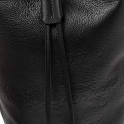 Salvatore Ferragamo Black Grained Leather Tornabuoni 1927 Collection Shoulder Backpack
