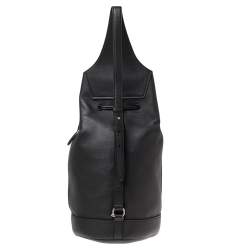 Salvatore Ferragamo Black Grained Leather Tornabuoni 1927 Collection Shoulder Backpack