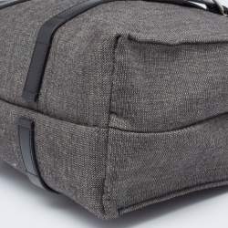 Pre Owned Salvatore Ferragamo Grey/Black Canvas and Leather Fold Over Tote