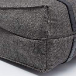 Pre Owned Salvatore Ferragamo Grey/Black Canvas and Leather Fold Over Tote