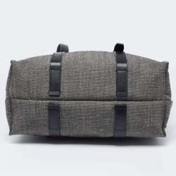 Pre Owned Salvatore Ferragamo Grey/Black Canvas and Leather Fold Over Tote