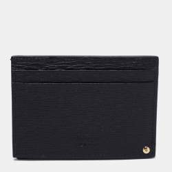 Salvatore Ferragamo Black Leather Gancini Card Holder with Pull Out ID Window