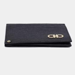 Salvatore Ferragamo Black Leather Gancini Card Holder with Pull Out ID Window