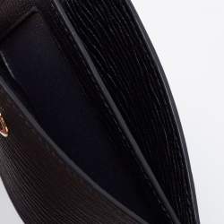 Salvatore Ferragamo Black Leather Gancini Card Holder with Pull Out ID Window