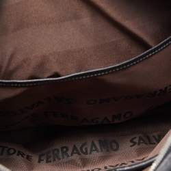 Pre Owned Salvatore Ferragamo Black Leather Double Zip Briefcase Bag