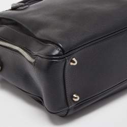 Pre Owned Salvatore Ferragamo Black Leather Double Zip Briefcase Bag