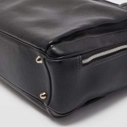 Pre Owned Salvatore Ferragamo Black Leather Double Zip Briefcase Bag