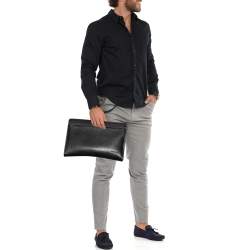 Pre Owned Salvatore Ferragamo Black Leather Zip Pouch