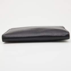 Pre Owned Salvatore Ferragamo Black Leather Zip Pouch