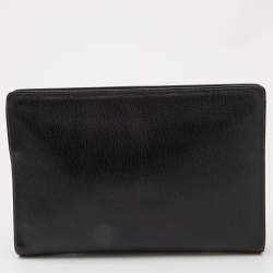 Pre Owned Salvatore Ferragamo Black Leather Zip Pouch