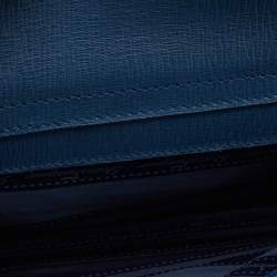 Pre Owned Salvatore ferregamo Blue Leather Flap Wristlet Pouch