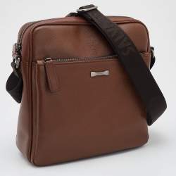 Pre Owned Salvatore Ferragamo Brown Leather Messenger Bag