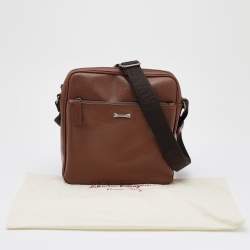 Pre Owned Salvatore Ferragamo Brown Leather Messenger Bag