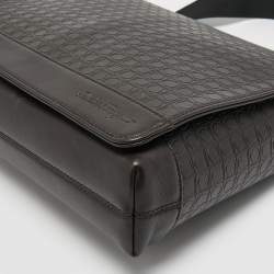 Salvatore Ferragamo Brown Embossed Leather Messenger Bag