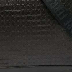 Salvatore Ferragamo Brown Embossed Leather Messenger Bag