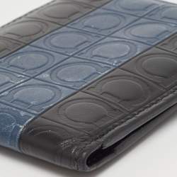 Salvatore Ferragamo Black/Blue Logo Embossed Leather Bifold Wallet