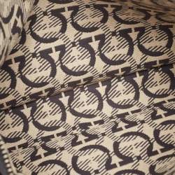 Pre Owned Salvatore Ferragamo Black Leather Zip Wristlet Pouch