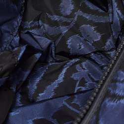 Pre Owned Salvatore Ferragamo Blue/Black Print Nylon and Leather Pouch